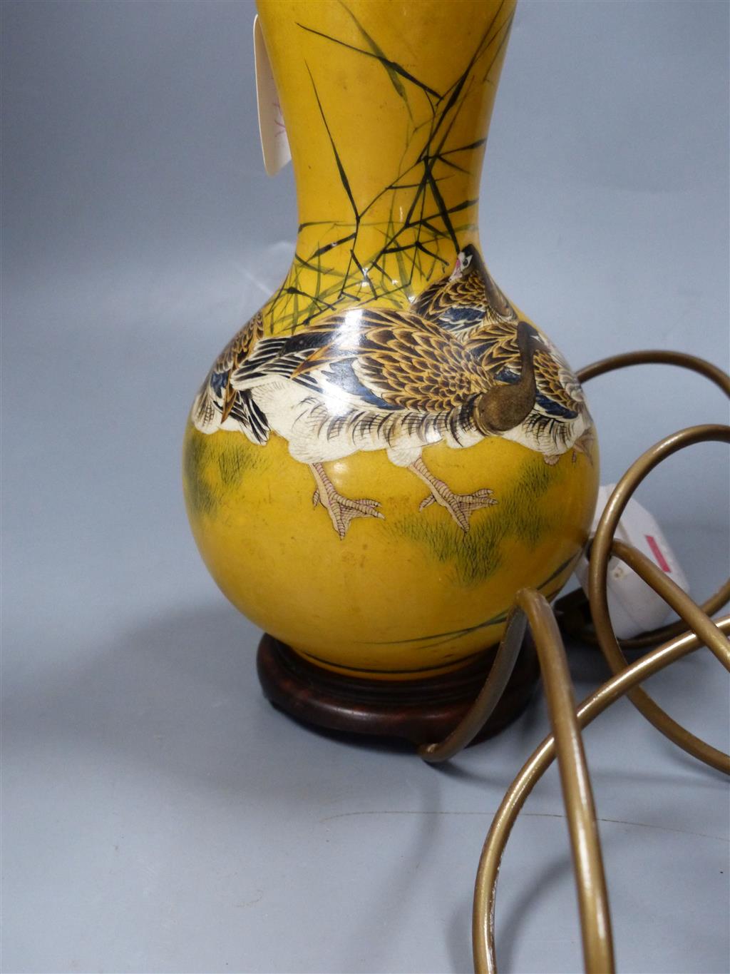 A Satsuma gourd shaped lamp base
